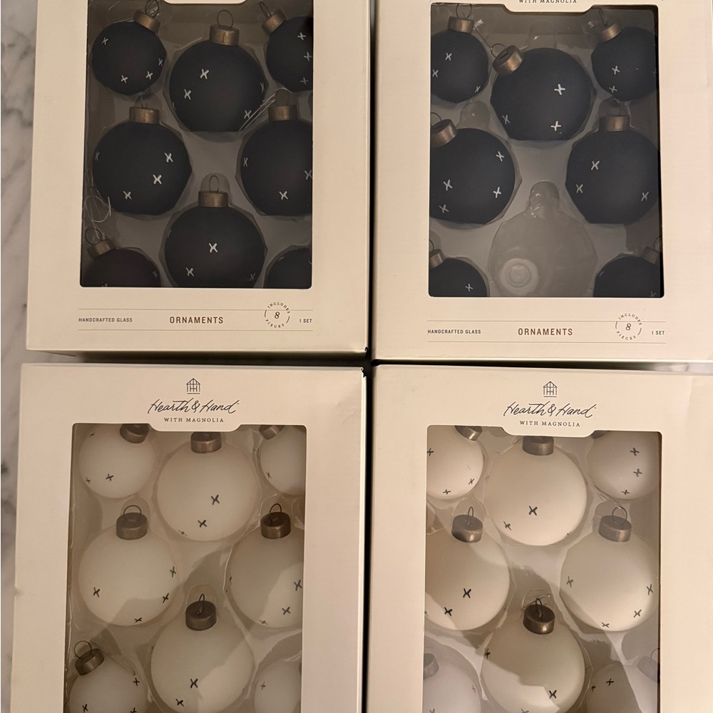 Hearth & Hand Black and White Glass Ornaments